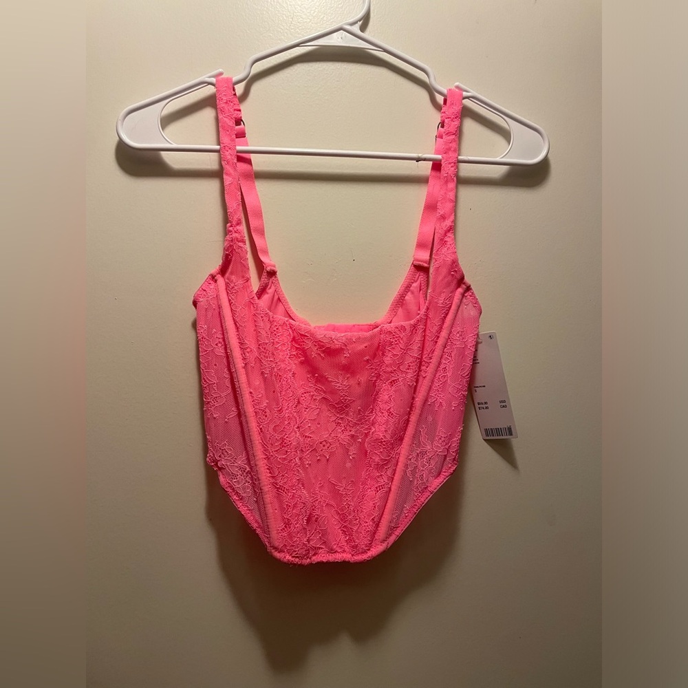 Hot pink crop top corset